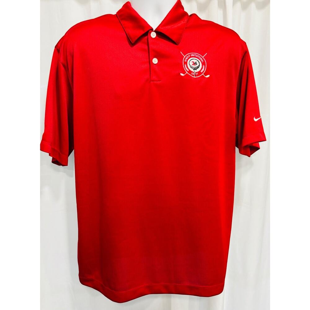 Nike Golf Men’s Large Red Dri-FIT Polo Shirt 2017 Golf Invitational Logo